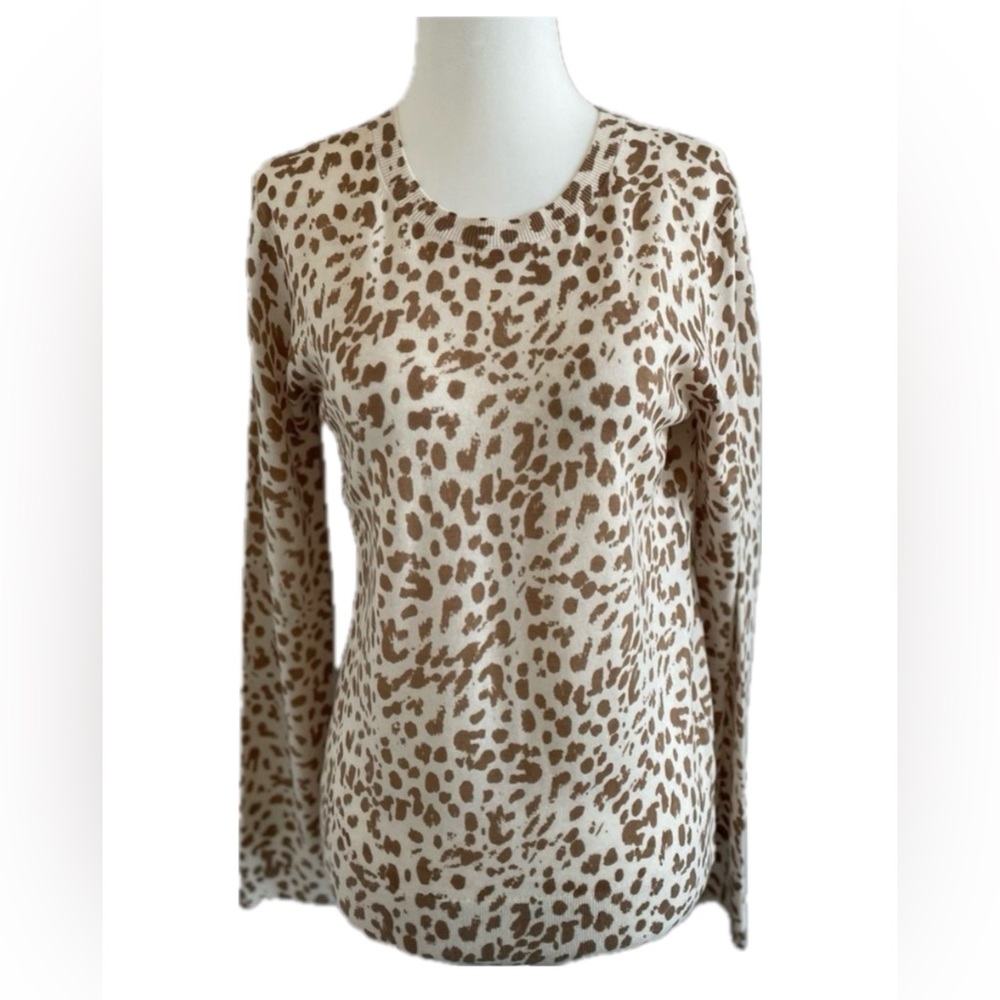 NWOT Banana Republic Cream and Camel Brown Animal Print Sweater, Size “S”